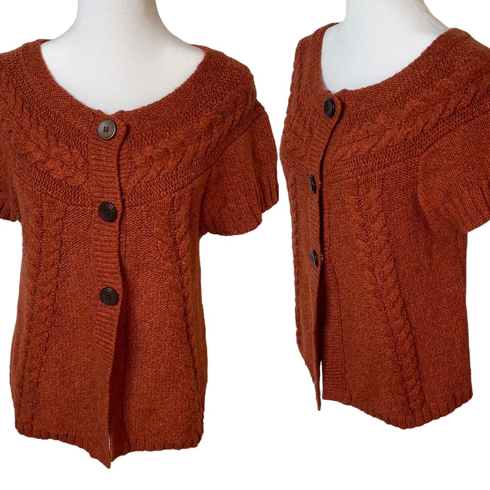 Jillian and Nicole Lambswool Sweater Pumpkin Orange Short Sleeve Petite Medium